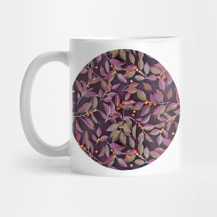 Leaves + Berries in Olive, Plum & Burnt Orange Mug